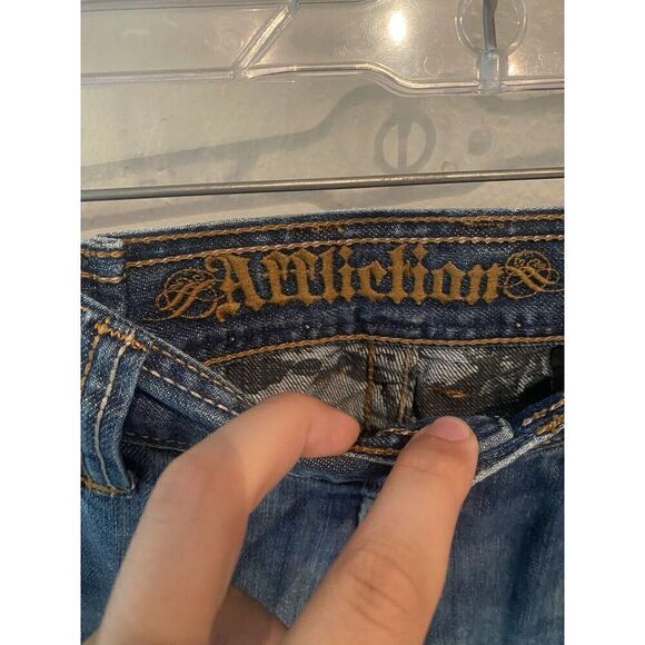 Affliction Denim Jeans Mens 36x30 Blue Distressed SP - Picture 4 of 10